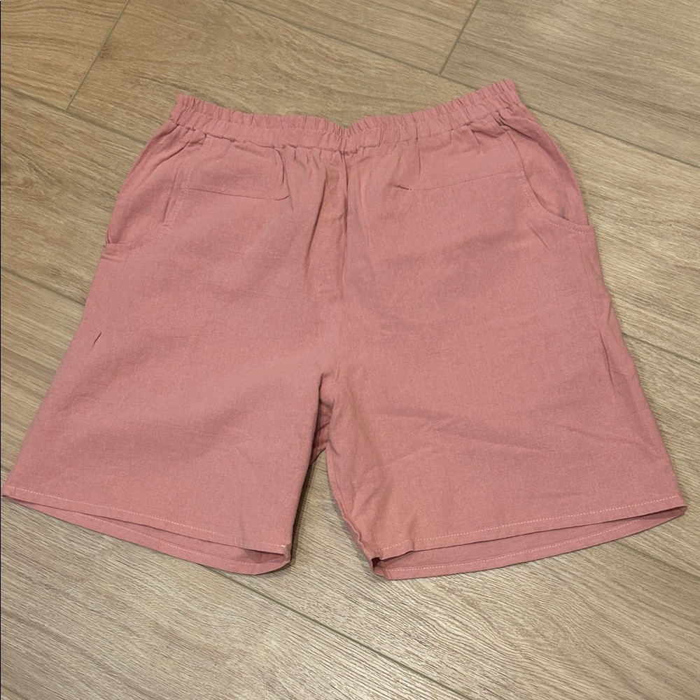 Women’s 100% Linen Shorts - salmon color